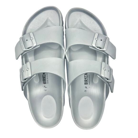Birkenstock | Women | Arizona Essentials Metallic Silver Light Sandals | 9-9.5 - Picture 5 of 15
